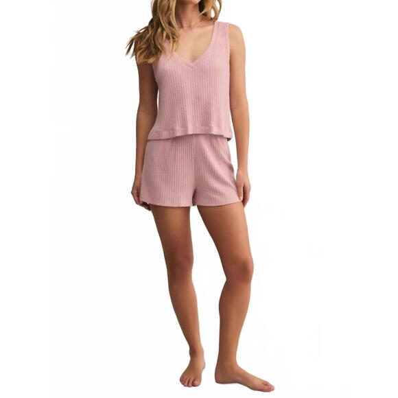 NEW Z SUPPLY sloane v-neck rib tank in pink pearl - Picture 5 of 5